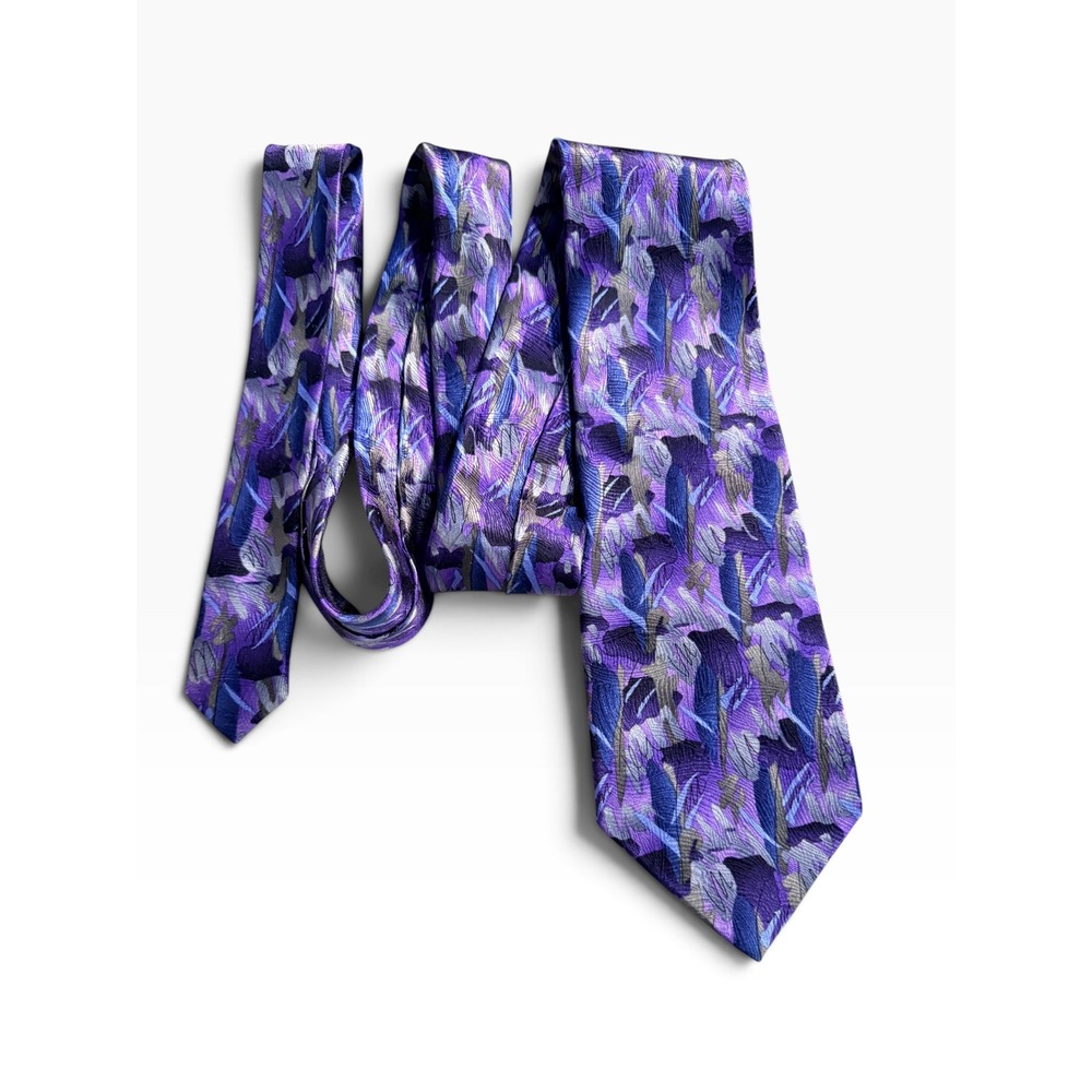 J Garcia Oak Tree Collection Fifty-Two Purple Abstract Silk Necktie 60 Inch